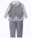 New Newborn Baby Boy Grey Waistcoat + Pants + Shirts Clothes Sets Suit 3pcs