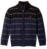 Boys' Full Zip Engineered Stripe Sweater