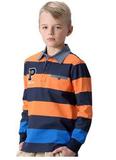 Boys' Engineered Striped Pique Polo Shirt