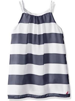Girls Stripe Chiffon Dress with Rope Straps