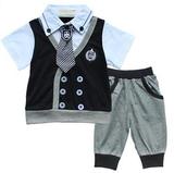 Baby Boys' 2Pcs Short Sleeve Cotton Top Pants Set