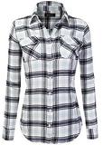 Women's Cotton Roll Up Sleeve Plaid Flannel Button Down Shirt