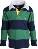 Boys 100% Cotton Wide Striped Long Sleeve Polo Rugby Shirt
