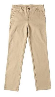 Big Girl's School Uniforms Cotton Stretchy Slim Flat Front Adjust Waist Pants